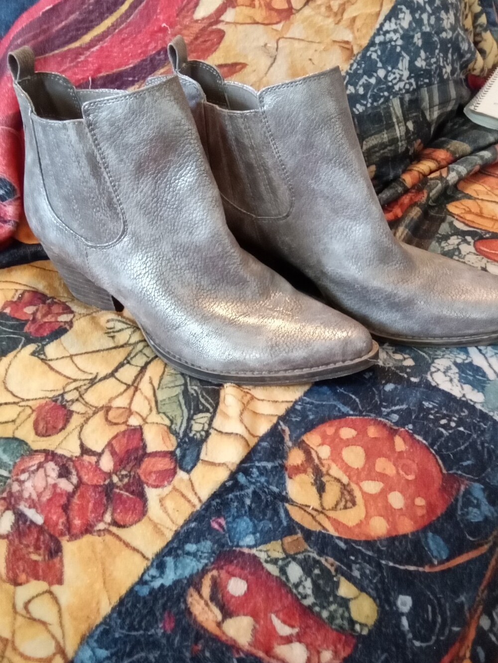 #1716 Metallic Silver Women’s Ankle Boots - Stylish Slip-On - 10 - Picture 3 of 4